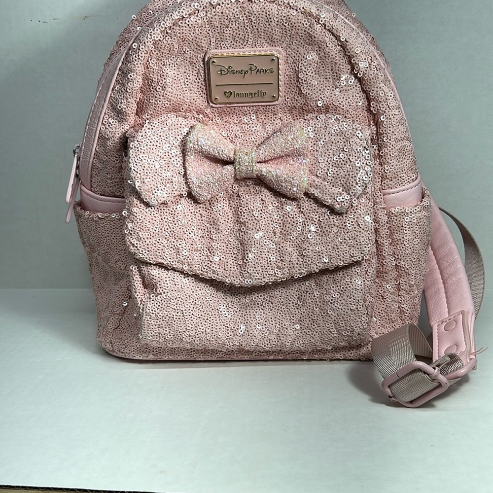 Loungefly Pink Glitter Mini Backpack with Bow